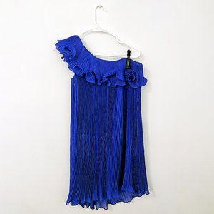 Chelsea & Violet One Shoulder Pleated Blue Dress